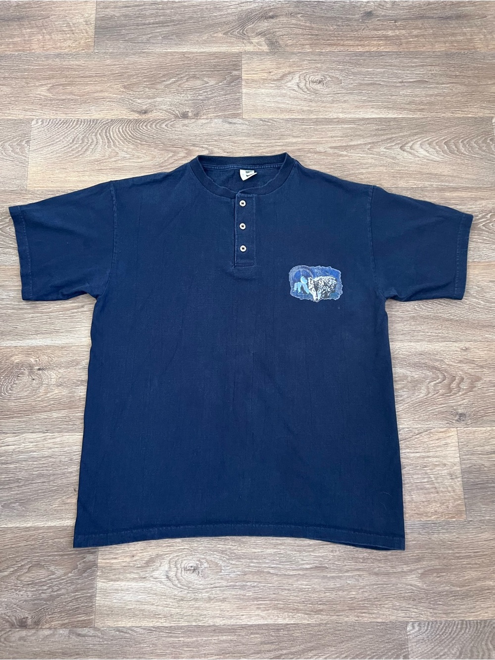 Vintage Le Tigre Dark Navy Crewneck Tee with Logo Tag/A514